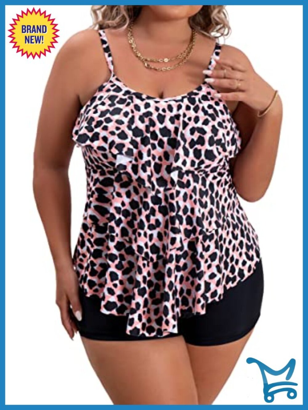 Women Plus Size Tankini Swimsuit Tummy Control Ruffle Bathing Suit